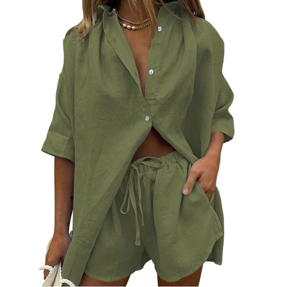 Tops - Olive Green Two Piece Set